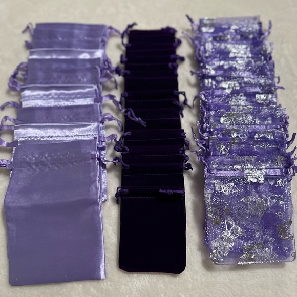 Other - LAST SET Purple Satin Bags, Purple Velvet Bags, & Organza Purple Butterfly Bags